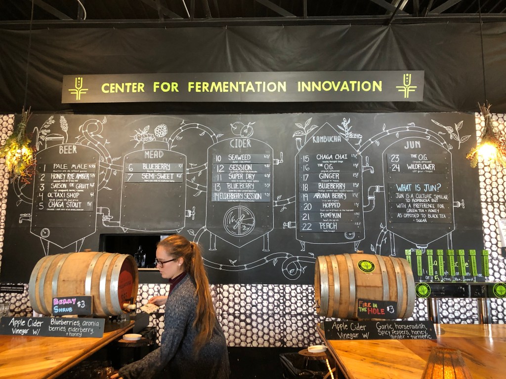 Center for fermentation innovation sign and menu.